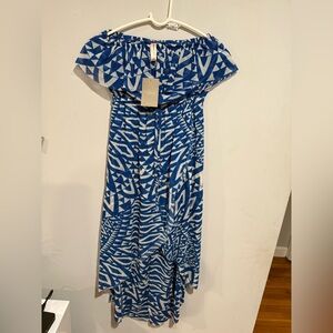 Anthropologie Blue and White Abstract Dress
